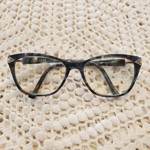 Tura‎ R560 NAV Eyeglasses Womens 55 16 135 Blue Tortoise Cat Eye Frames
